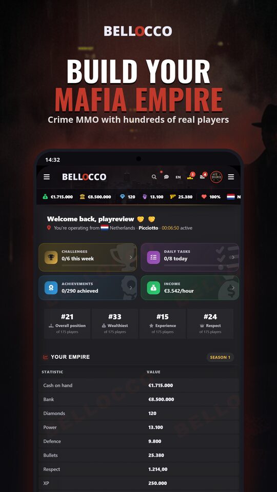 BELLOCCO: Mafia Empire app: build, fight, rule