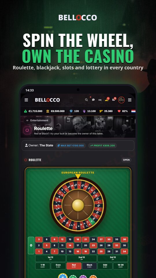 Own the casinos: roulette, blackjack, slots and lottery